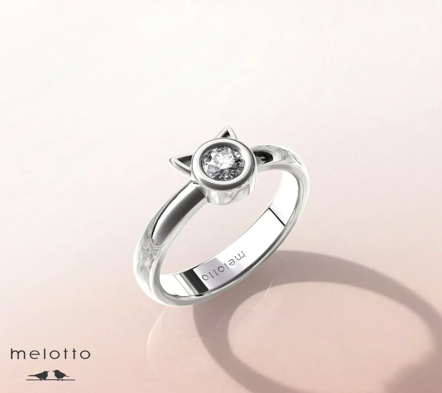 Кольцо с бриллиантом «Cat in love»