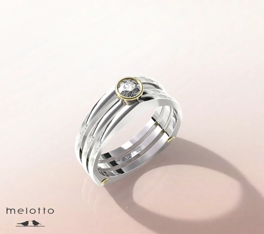 Кольцо с бриллиантом  «Tre strade»