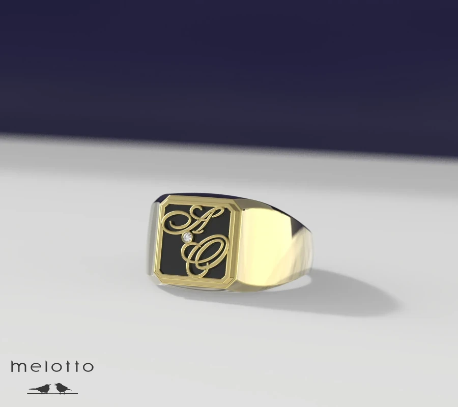 Мужское кольцо с ониксом