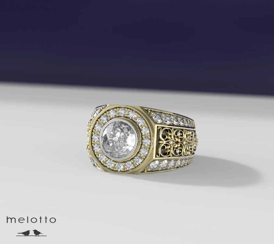 Золотая печатка с бриллиантами