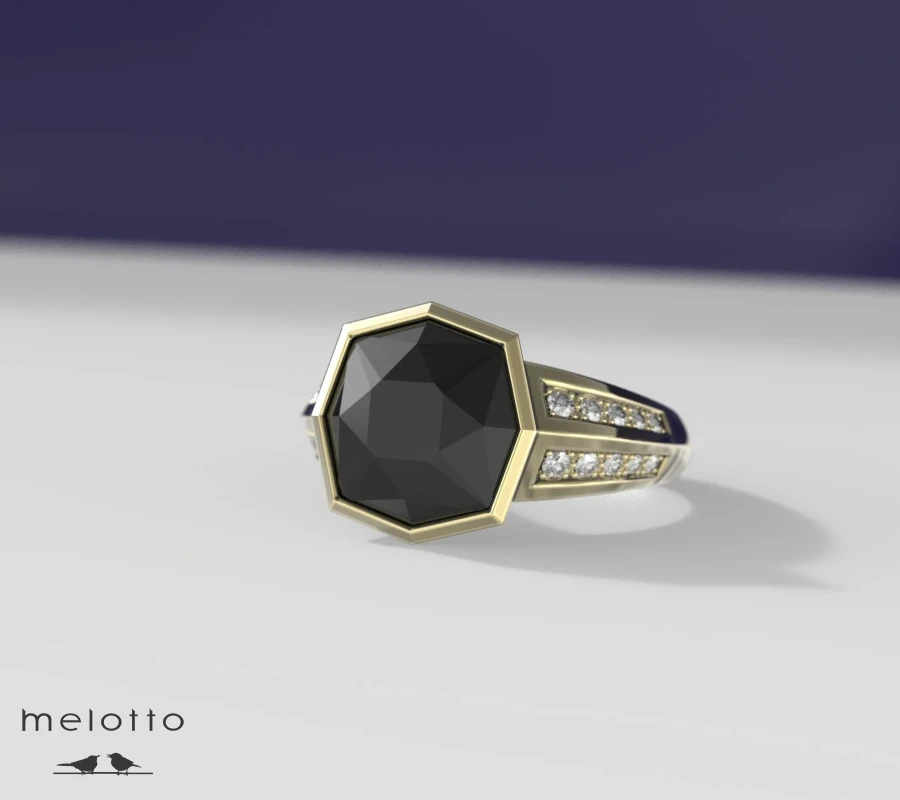 Печатка с черным бриллиантом