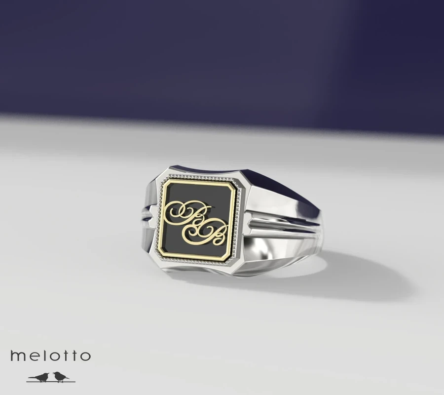 Мужское кольцо с инициалами «В.В»