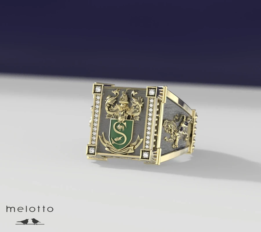 Прямоугольный перстень с фамильным гербом