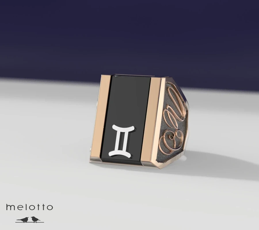 Массивный золотой перстень с ониксом и монограммой