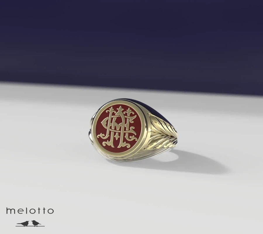 Золотая печатка с монограммой «СНА»