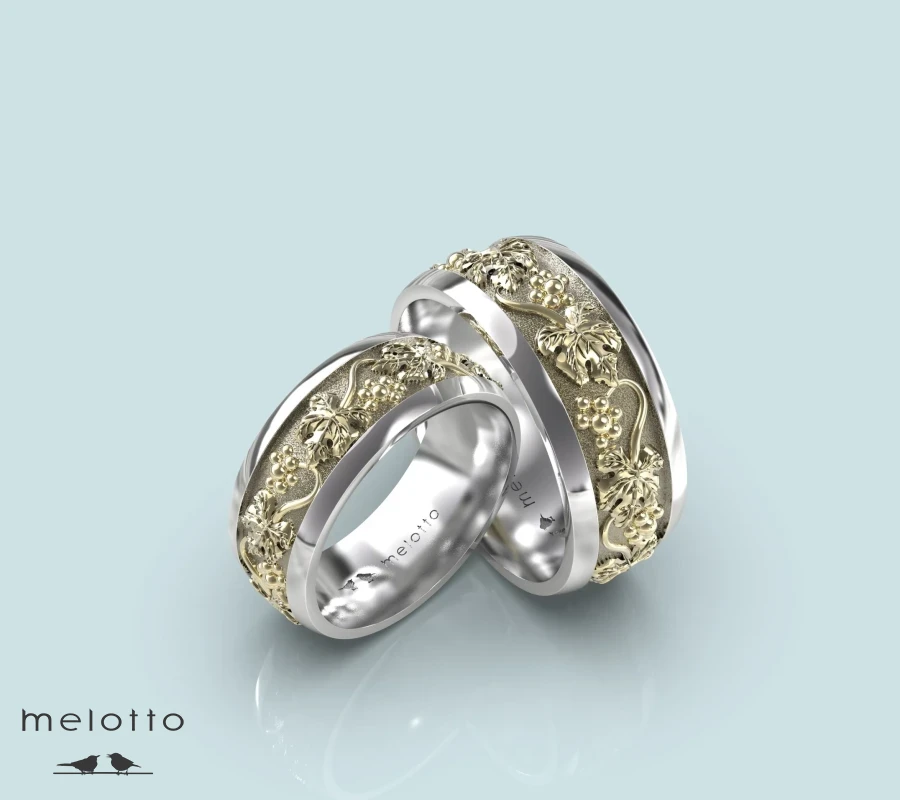 Обручальные кольца с виноградными листьями