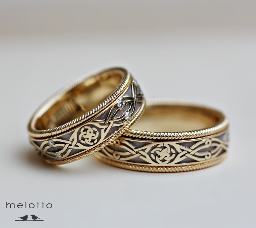 Дизайнерские обручальные кольца с обререгом