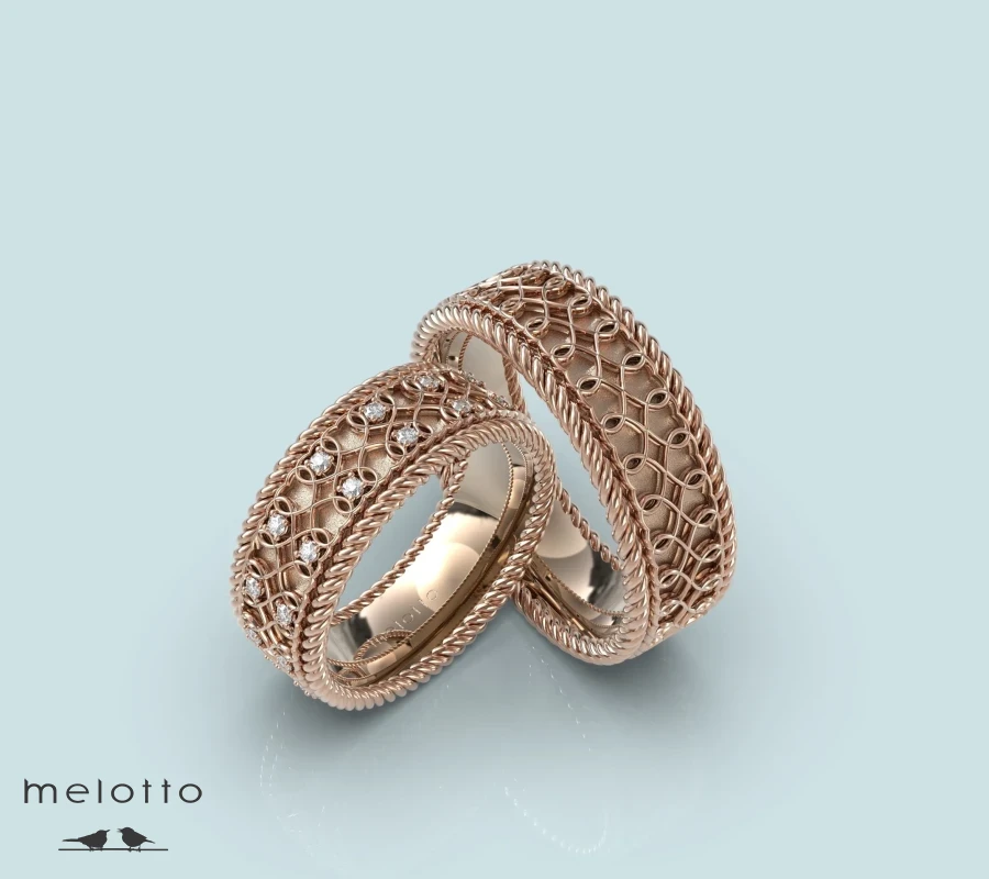 Обручальные кольца с узором и комфортной посадкой