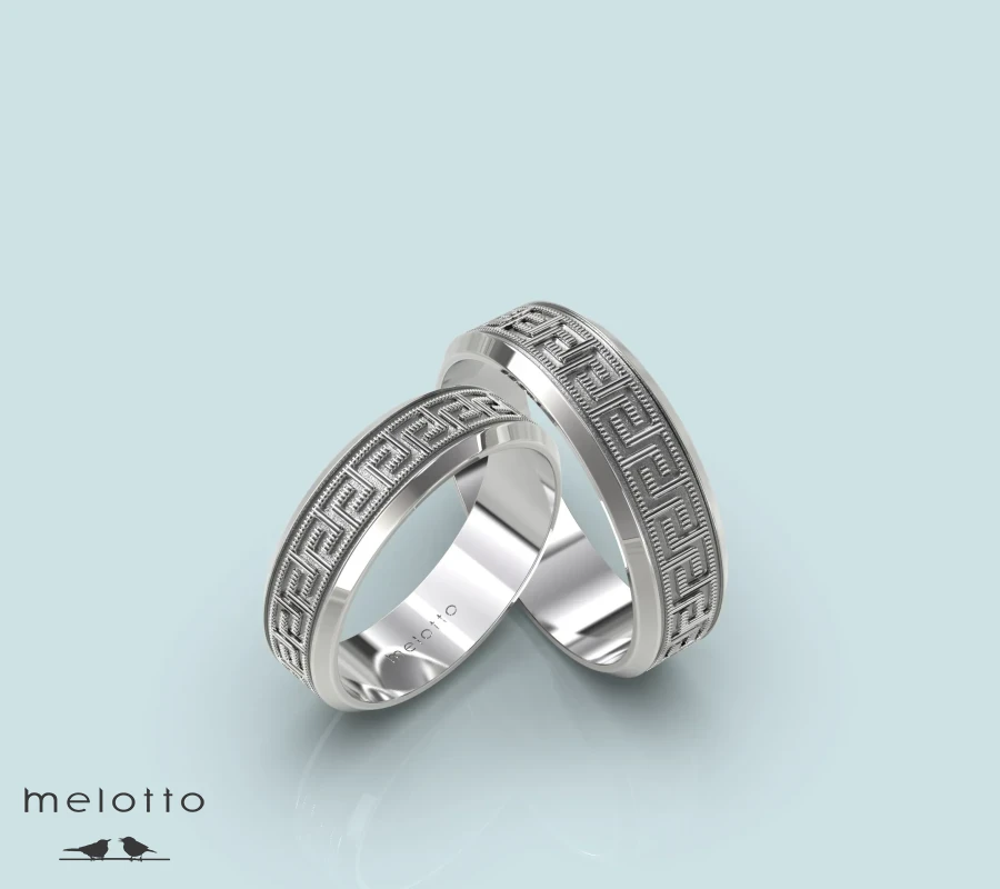 Обручальные кольца с греческим орнаментом