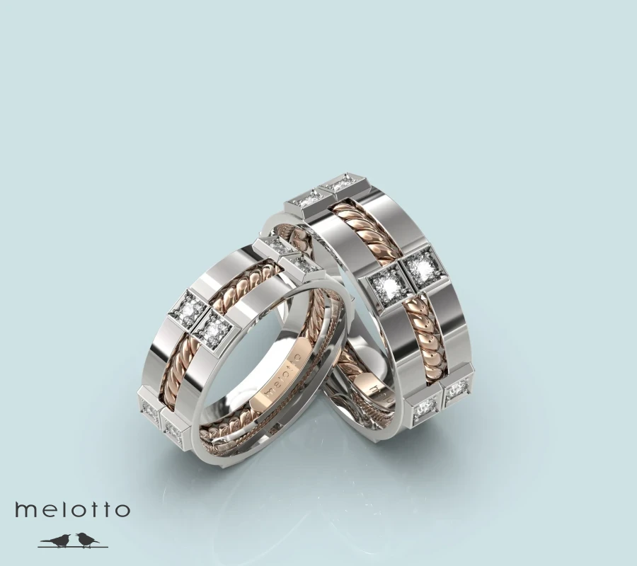 Обручальные кольца с золотой проволокой