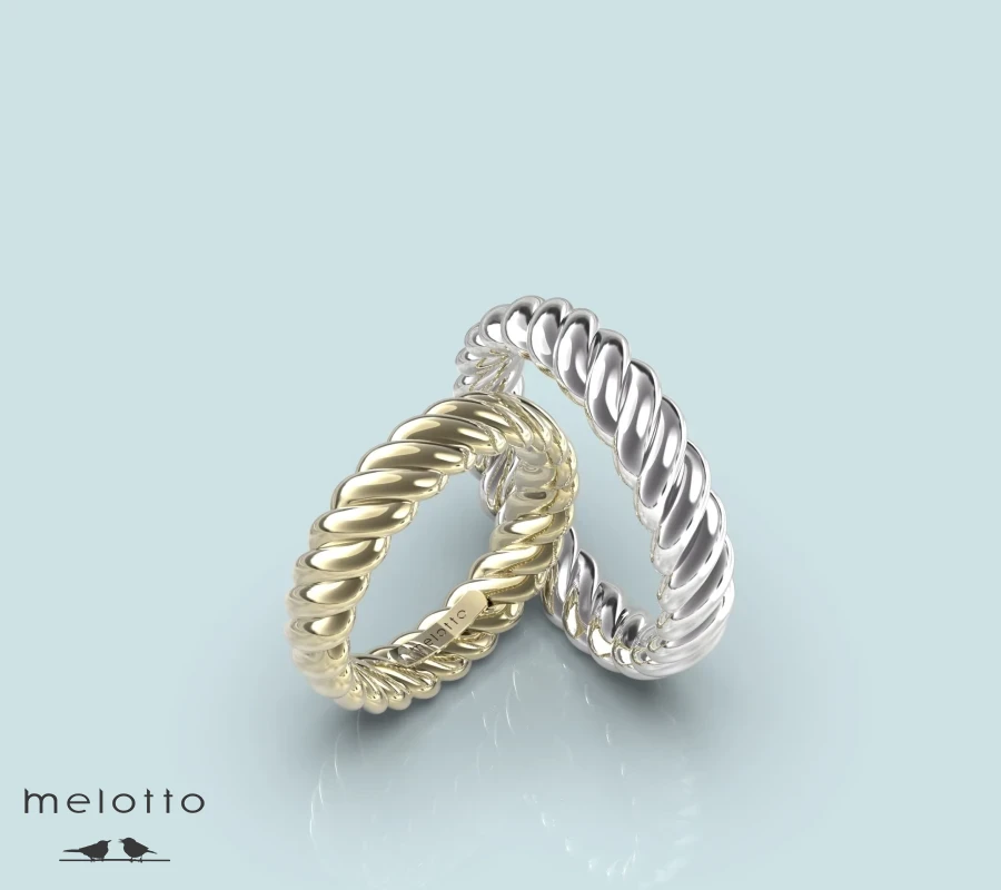 Золотые обручальные кольца из красного плетеного золота