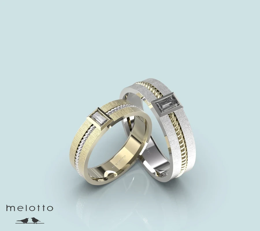 Обручальные кольца с бриллиантами формы Багет