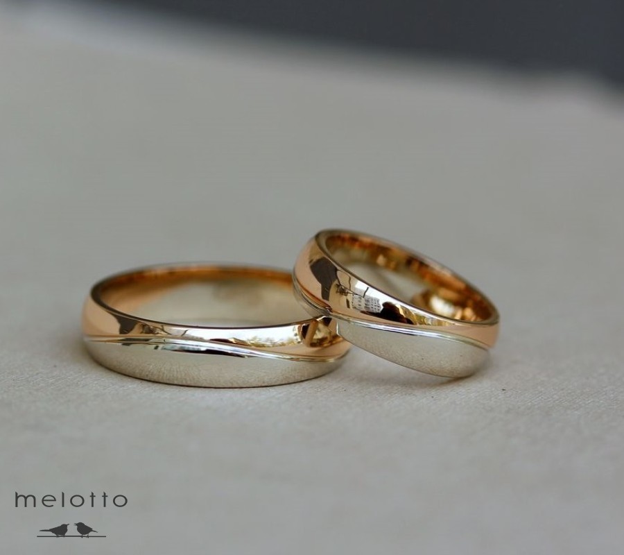 Парные обручальные кольца двух цветов