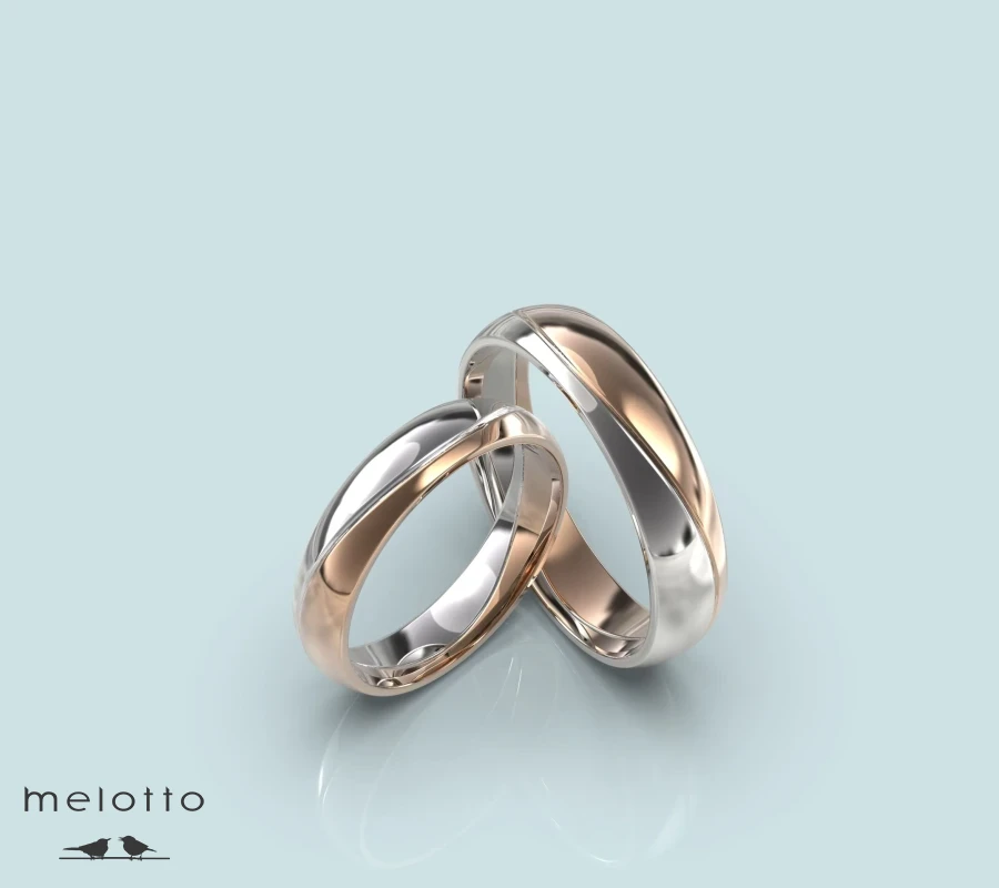 Парные обручальные кольца двух цветов