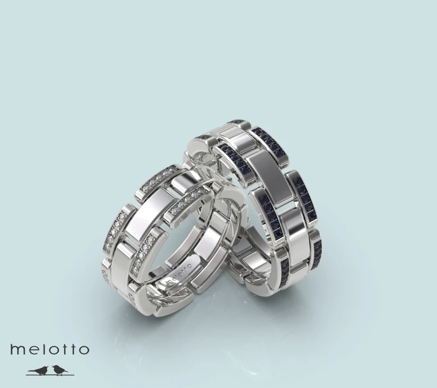 Обручальные кольца с сапфирами и бриллиантами