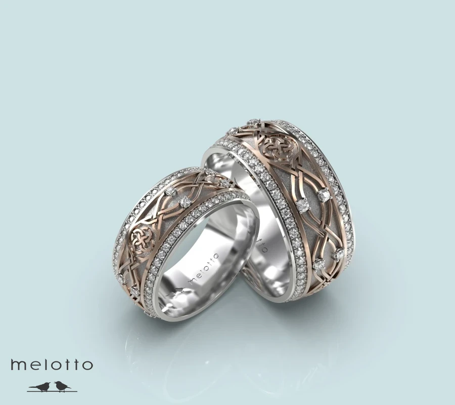 Широкие обручальные кольца с бриллиантами