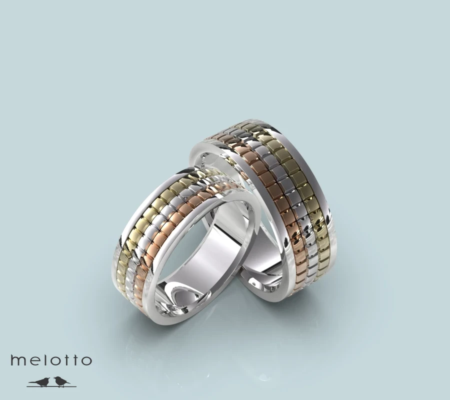 Трехцветные обручальные кольца