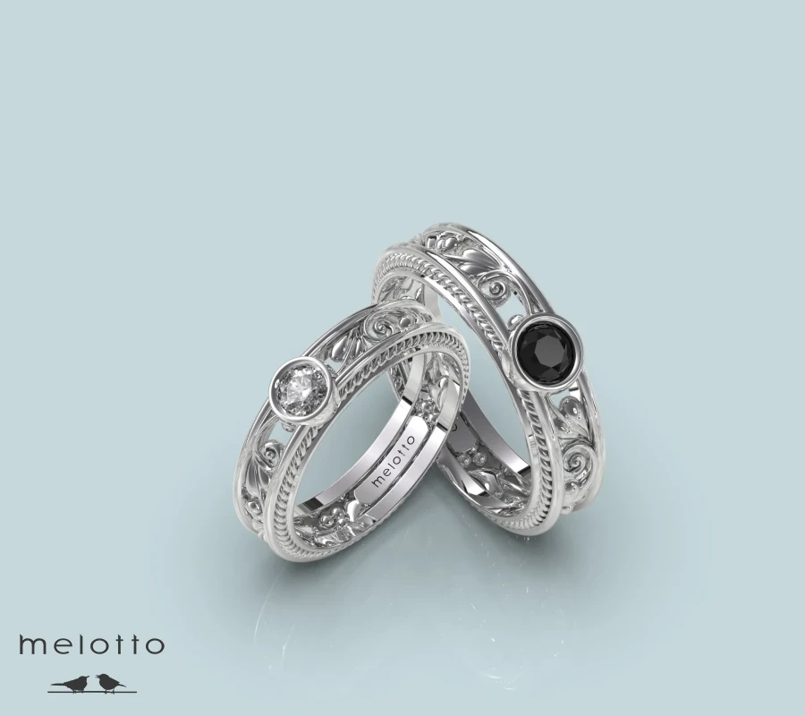 Ажурные обручальные кольца с бриллиантами