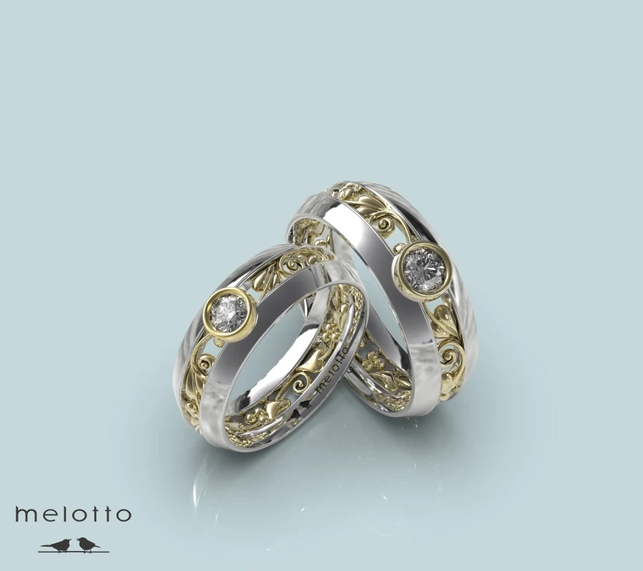 Обручальные кольца с двумя бриллиантами