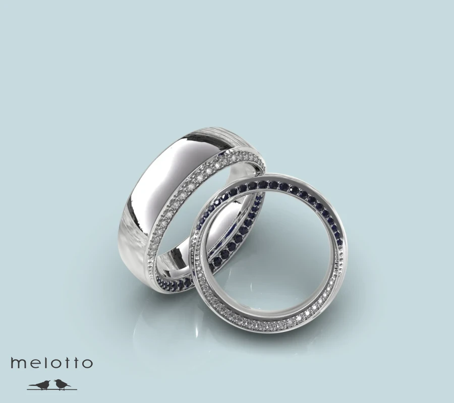 Обручальные кольца с сапфирами и бриллиантами