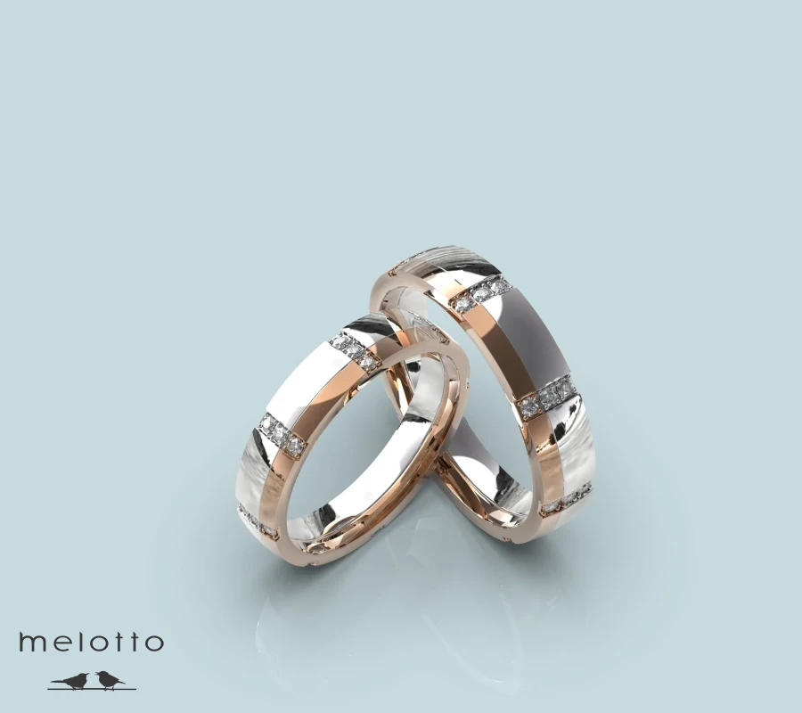 Обручальные кольца из белого и розового золота