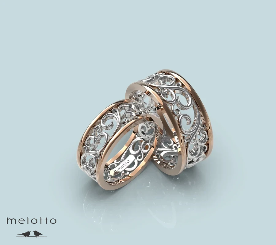 Обручальные кольца с резным узором