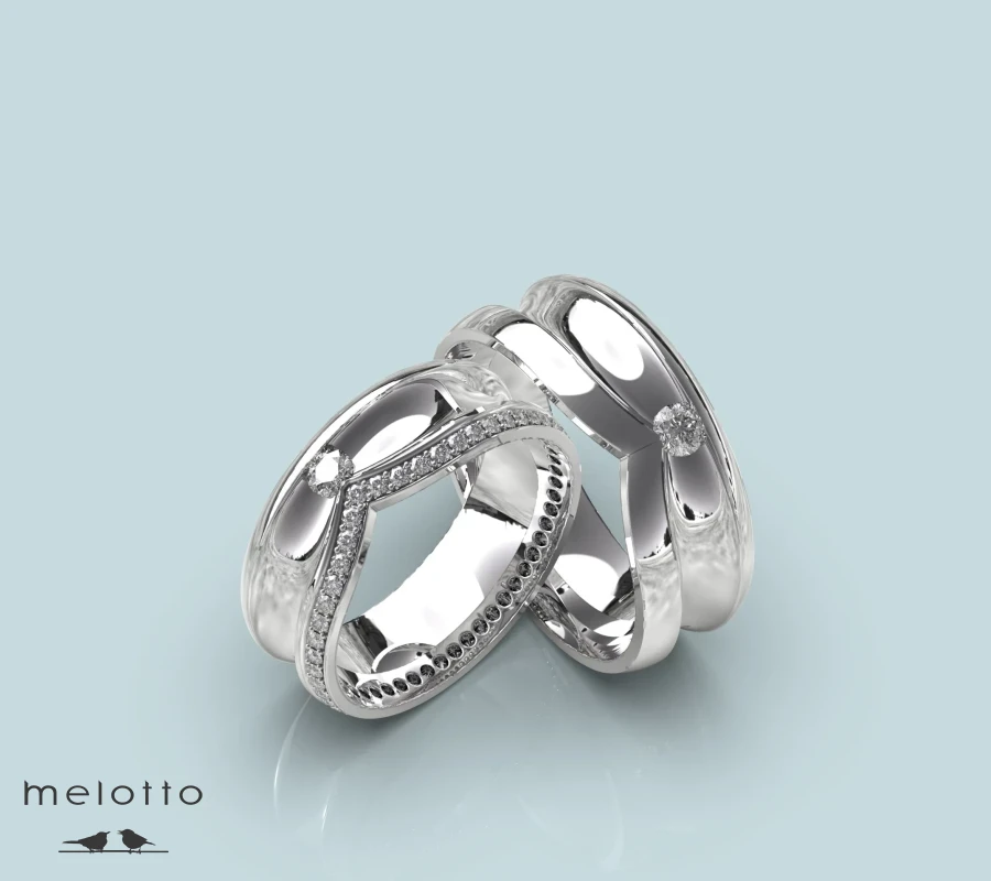 Необычные вогнутые обручальные кольца