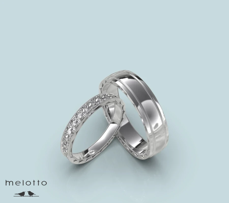 Стильная обручальная пара колец «United body»