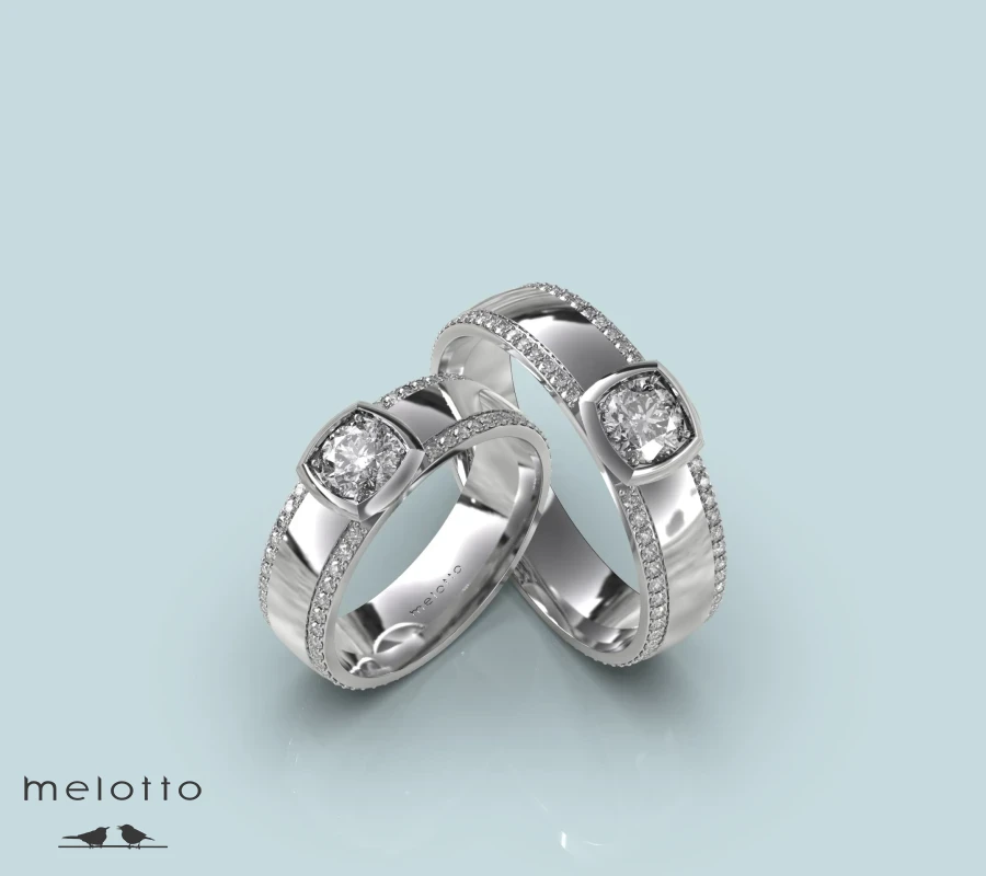 Обручальные кольца Обручальная бриллиантовая пара из белого золота