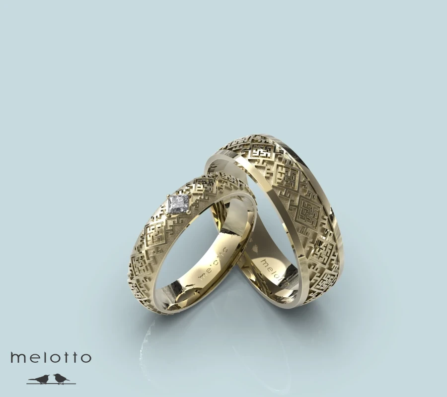 Обручальные кольца с старославянским орнаментом