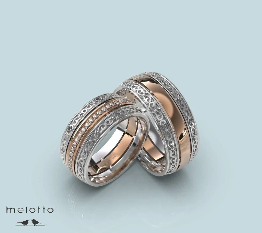 Широкие обручальные кольца с бриллиантовой полосой