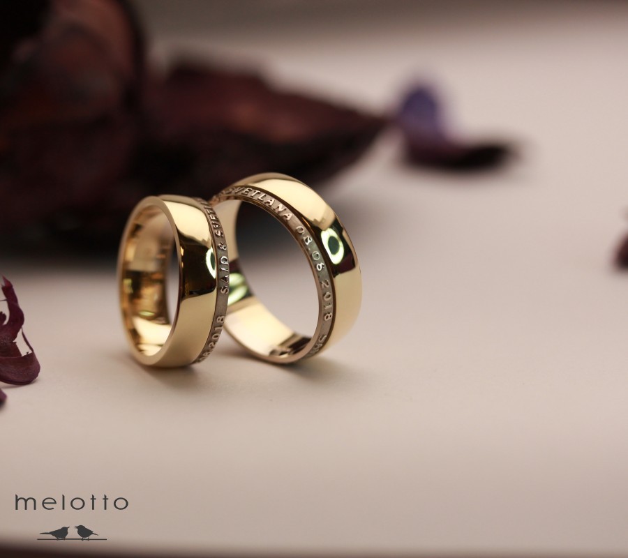 Обручальные кольца с датой и гравировкой имён