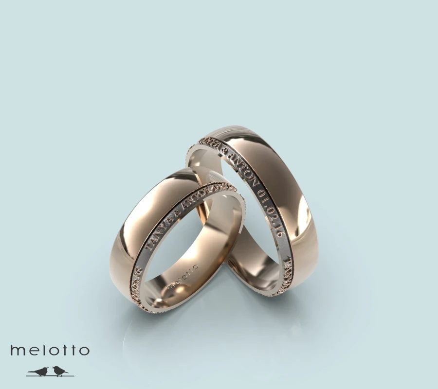 Обручальные кольца с датой и гравировкой имён