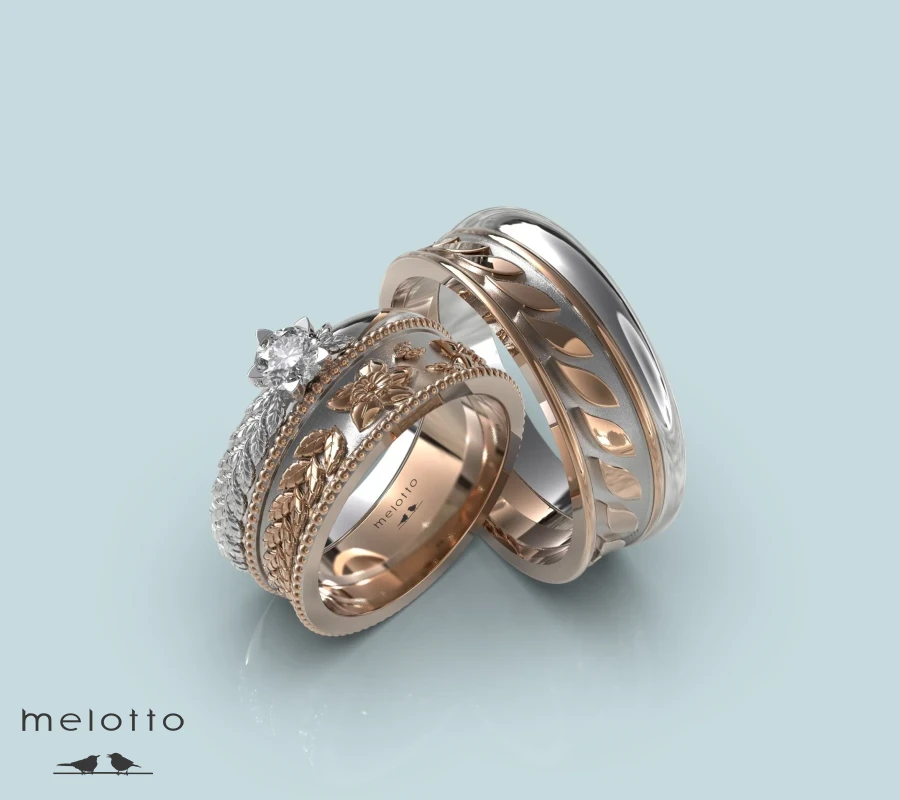 Обручальные кольца «Бриллиантовый цветок»