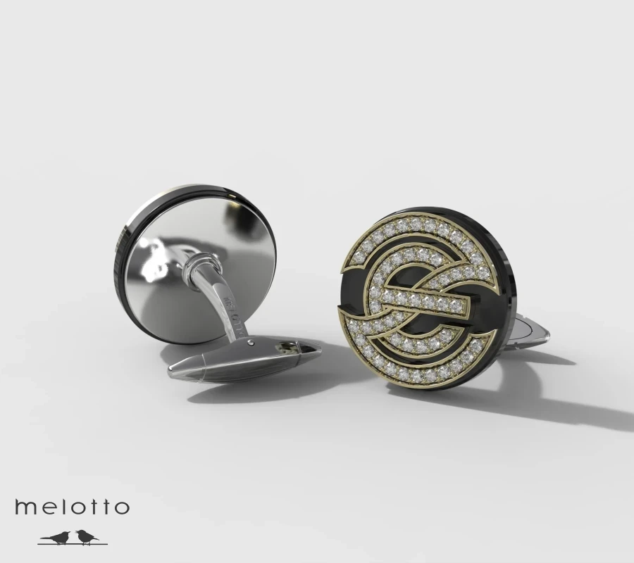 Золотые запонки с бриллиантами и монограммой