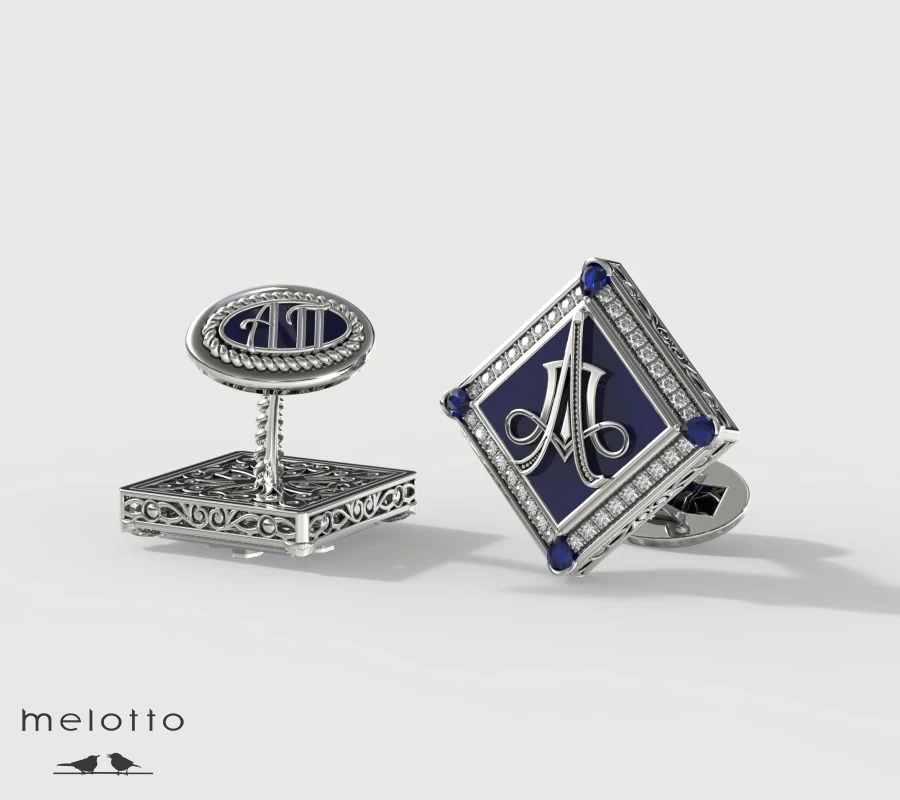 Массивные запонки из золота с бриллиантами