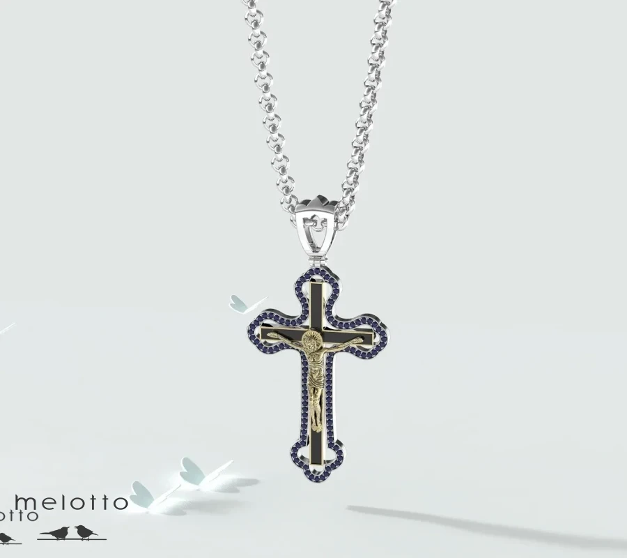 Золотой крест с сапфирами