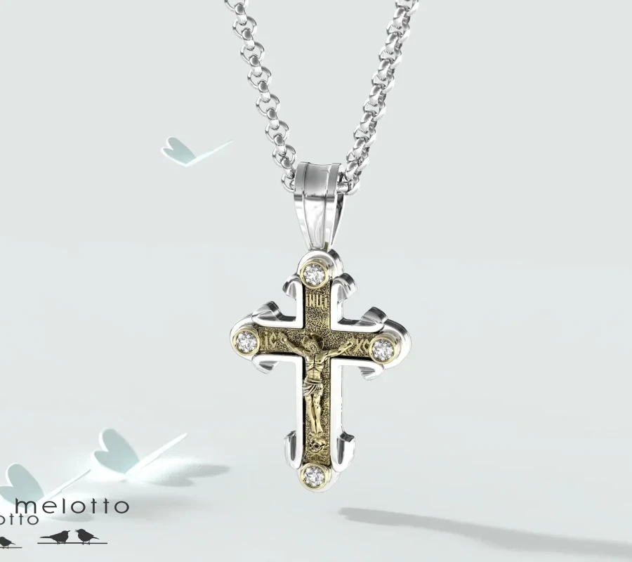 Крестик из золота с бриллиантами