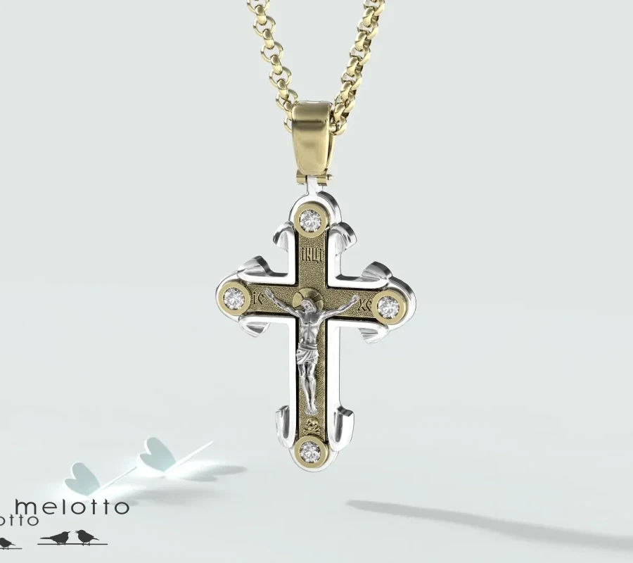 Мужской золотой крест с крупными бриллиантами