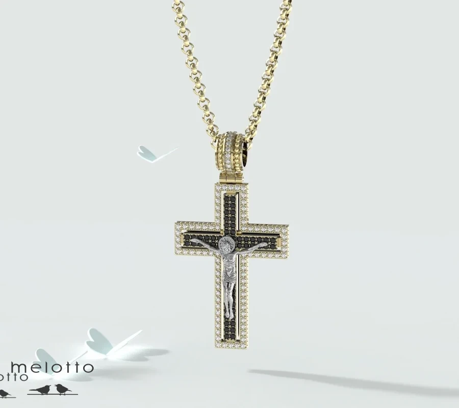 Золотой крест с бриллиантовой россыпью