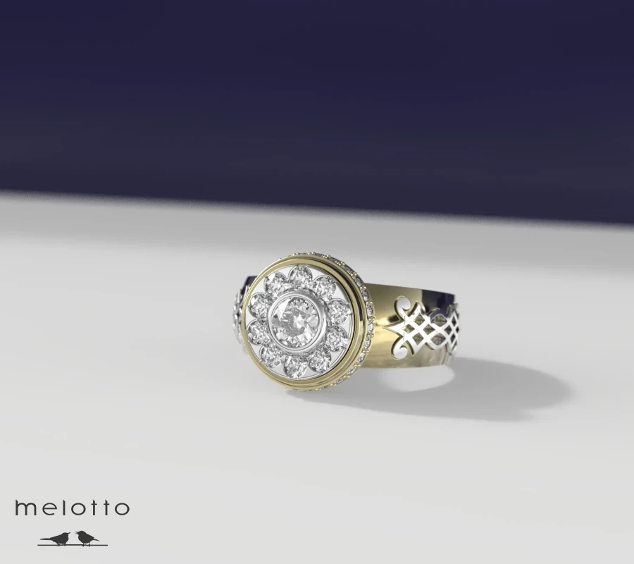 Золотая мужская печатка с бриллиантами