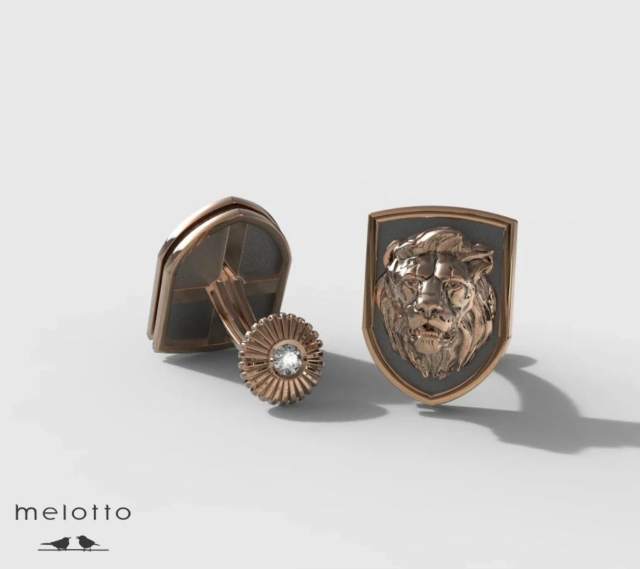 Запонки золотые Лев