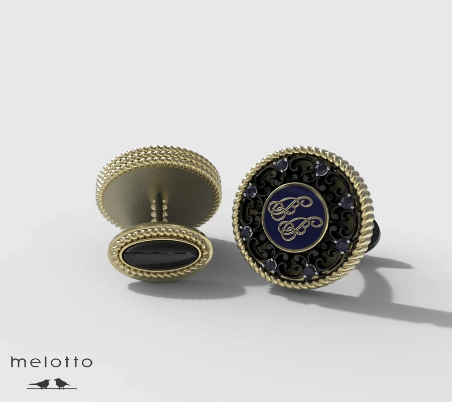 Запонки золотые с инициалами В.В.