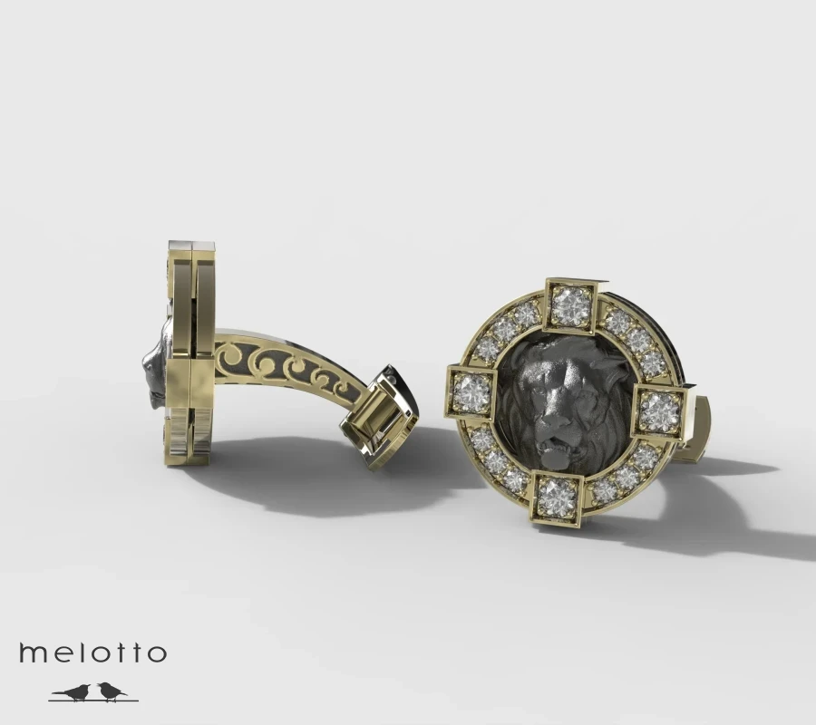 Запонки с бриллиантами «Лев»