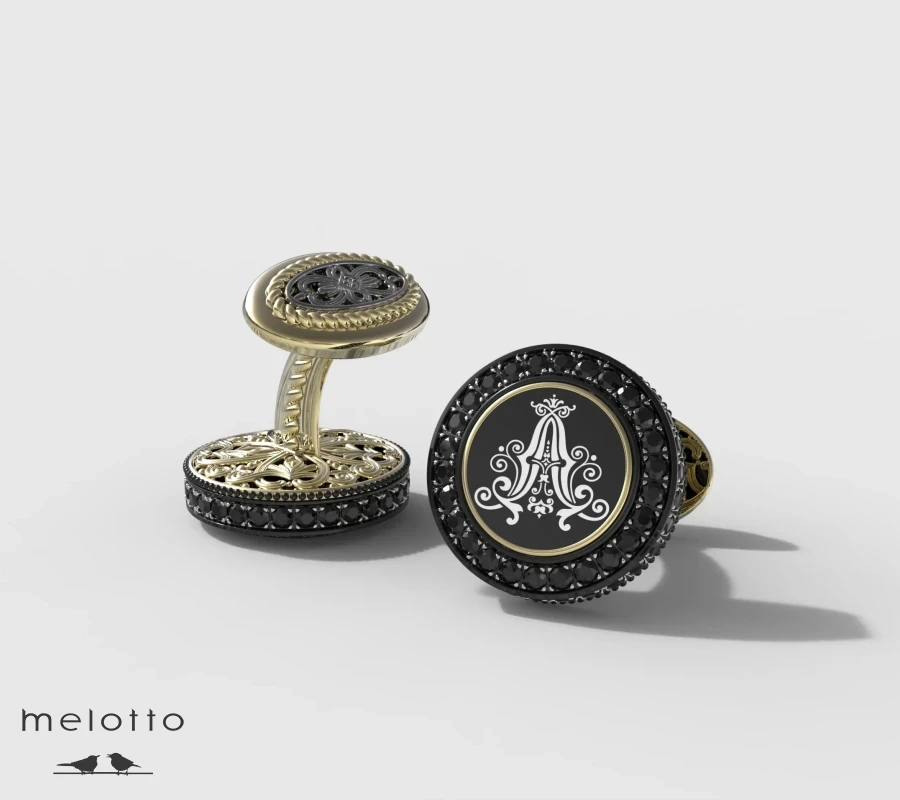 Запонки с черными бриллиантами