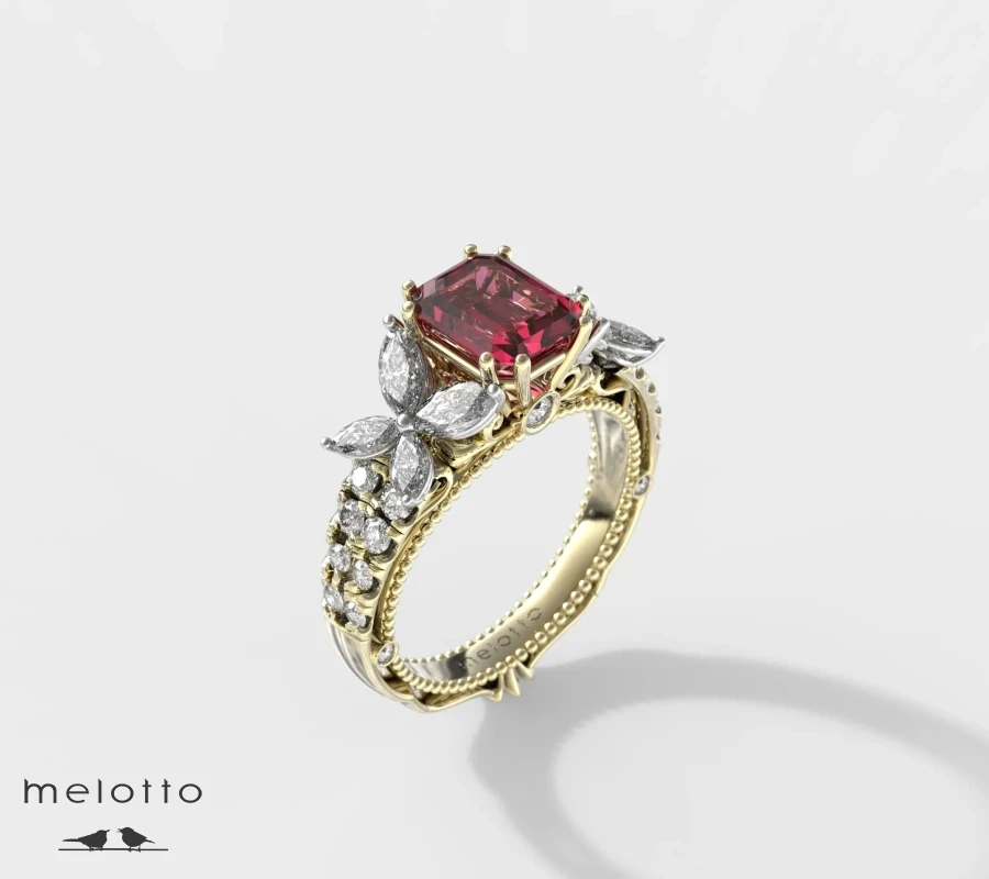 Женское кольцо «Бриллиантовый цветок»