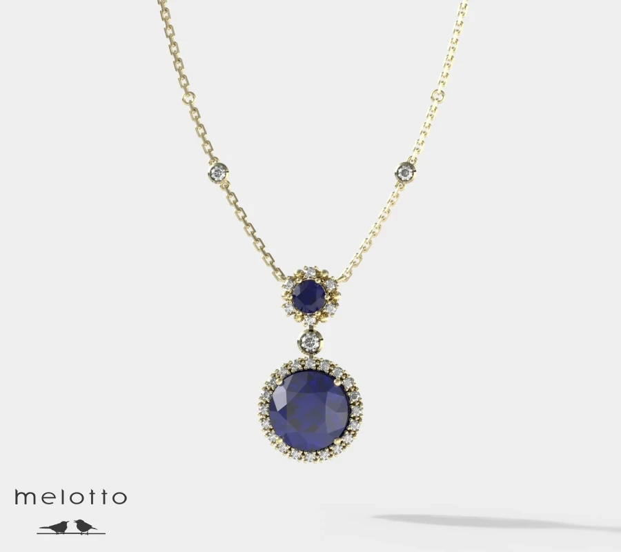 Золотое колье с сапфирами и бриллиантами