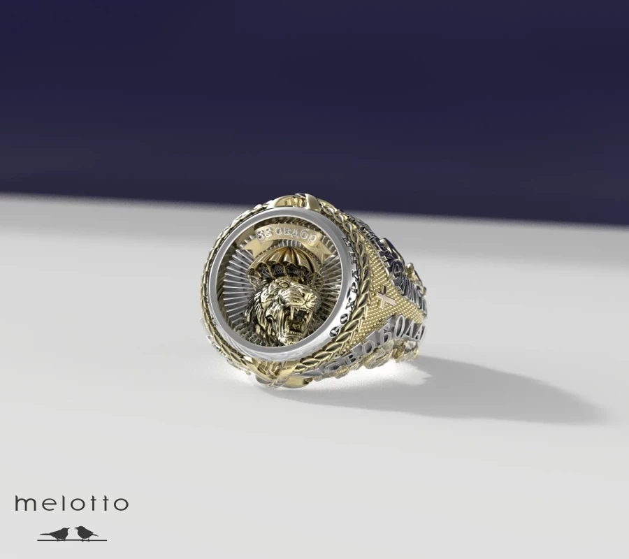 Мужской золотой перстень «ВДВ»