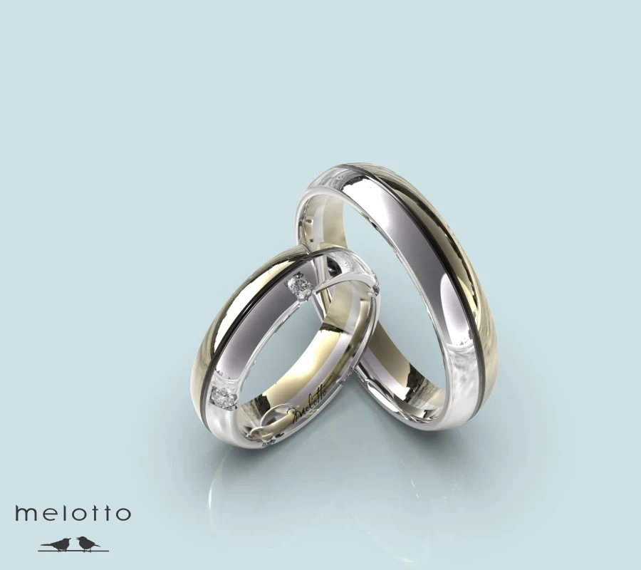 Необычные двухцветные обручальные кольца