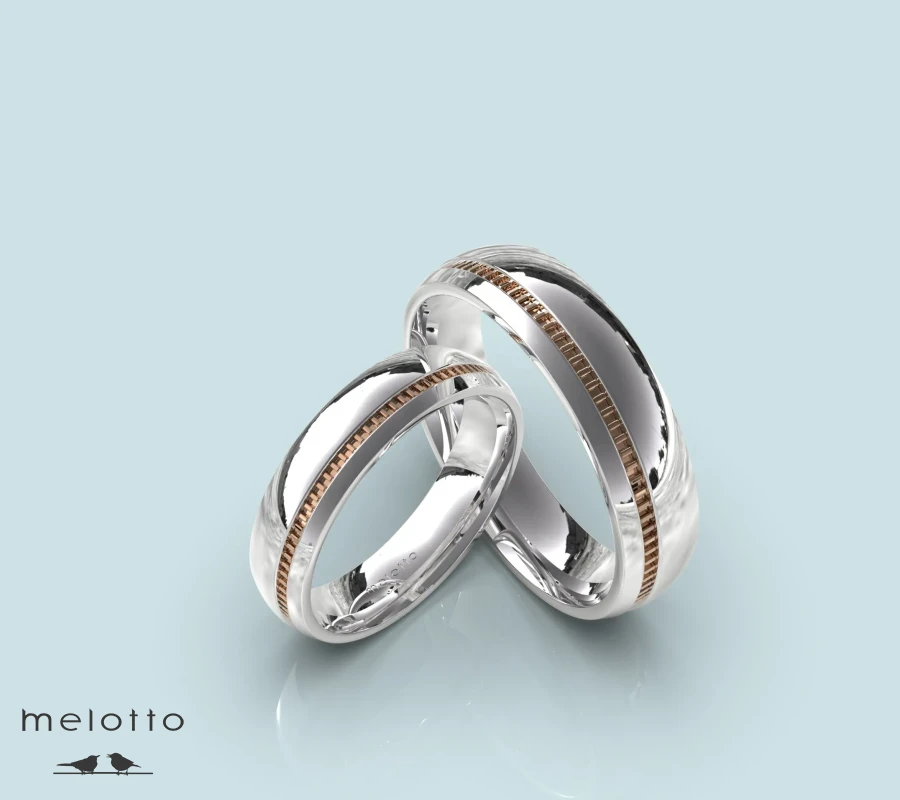 Гладкие двухцветные обручальные кольца